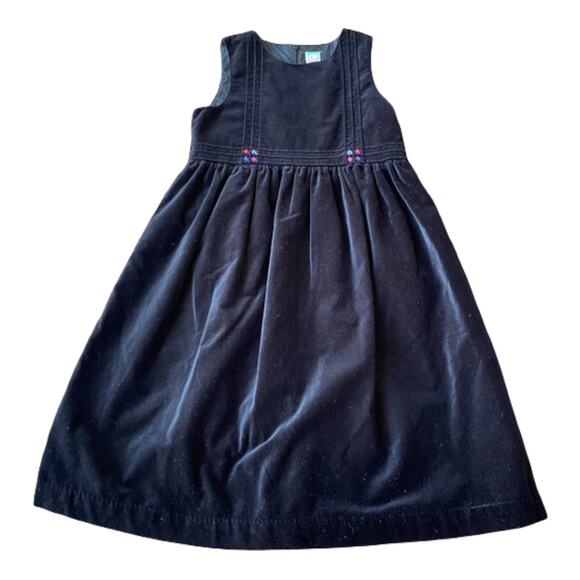 Gymboree Girls Dress Sz 7 Black Velvet Pintuck Jumper Holiday Cheer Vintage‎ XXL - Picture 2 of 6